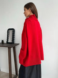 Effortless Oversized High-Neck Ribbed Knit Sweater - WEUXS