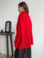 Effortless Oversized High-Neck Ribbed Knit Sweater - WEUXS