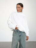 Effortless Oversized High-Neck Ribbed Knit Sweater - WEUXS