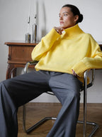Oversized high neck ribbed knit sweater - View 25 | WEUXS