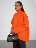 Oversized high neck ribbed knit sweater - View 7 | WEUXS