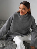 Effortless Oversized High-Neck Ribbed Knit Sweater - WEUXS