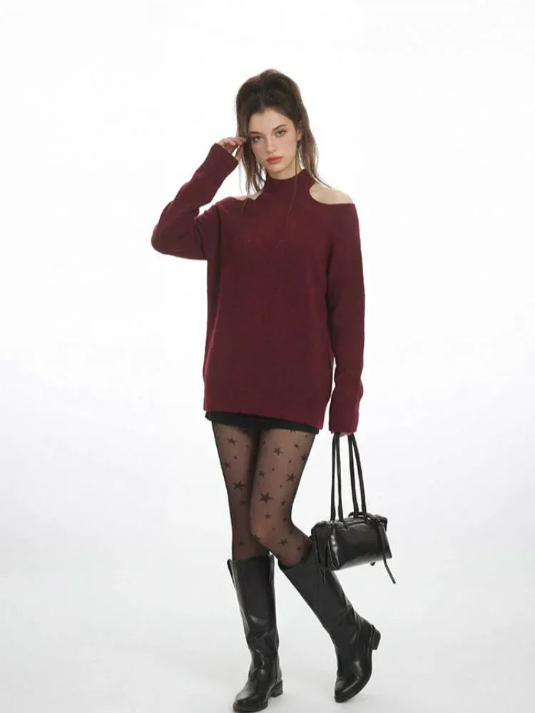 Cold Shoulder Halter Neck Sweater - View 6 | WEUXS