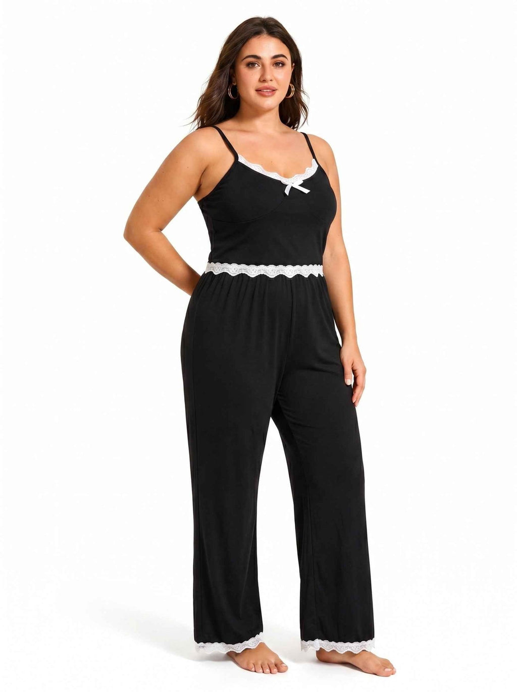 Elegant Lace Trim Pajama Set - WEUXS