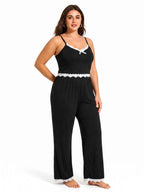 Elegant Lace Trim Pajama Set - WEUXS