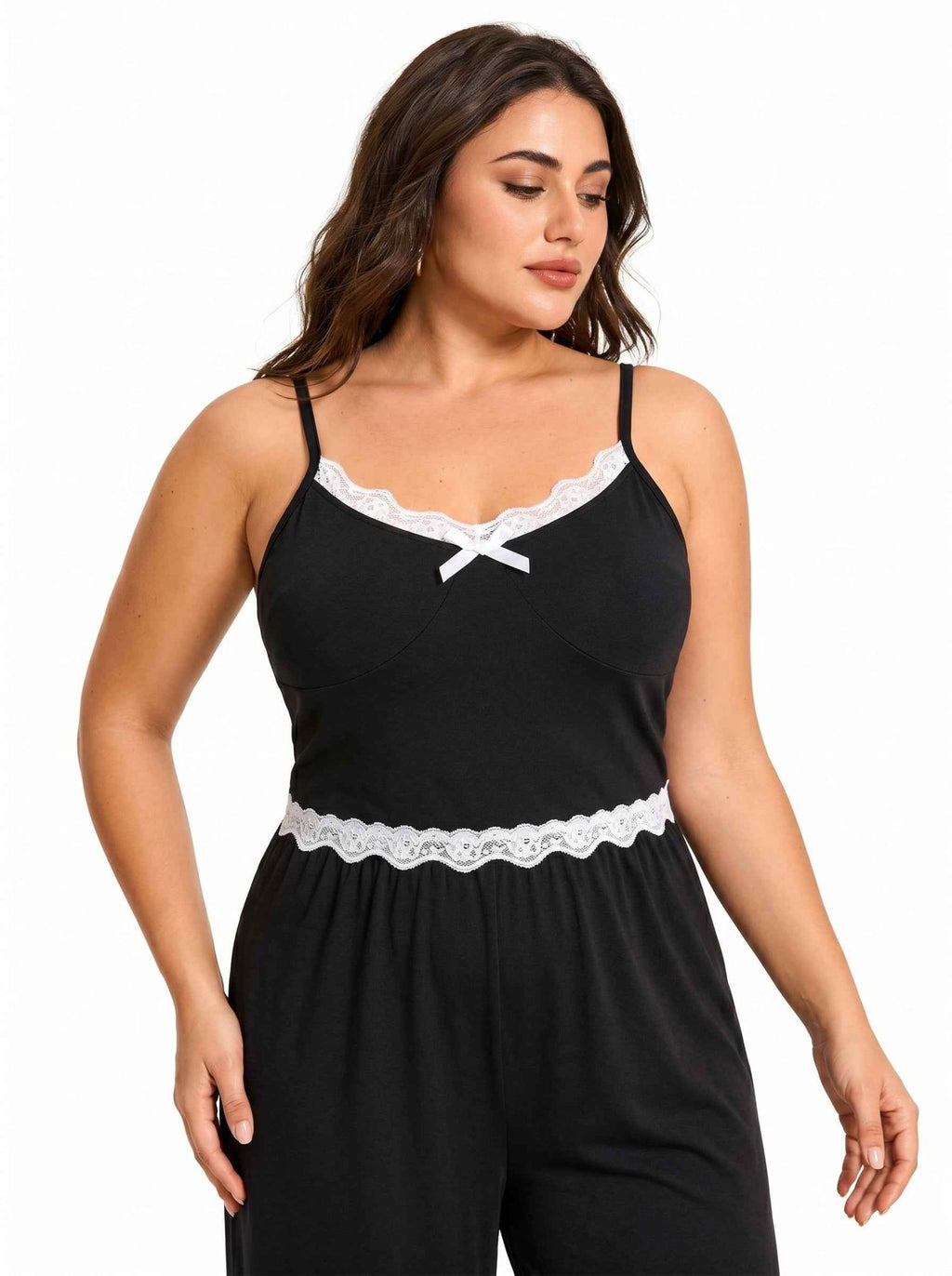 Elegant Lace Trim Pajama Set - WEUXS