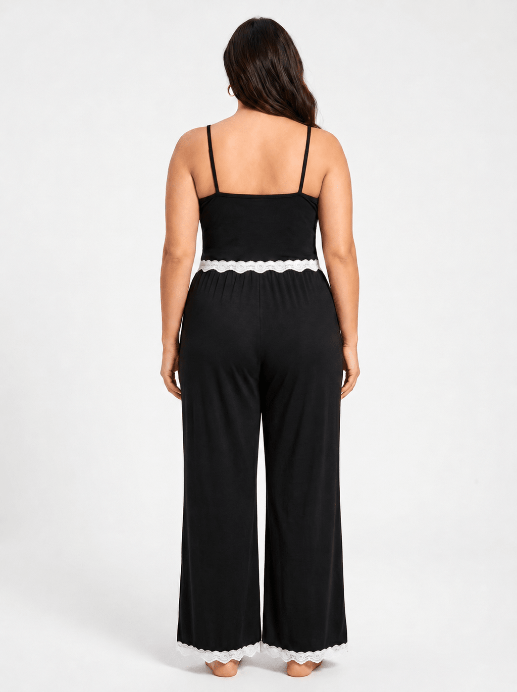 Elegant Lace Trim Pajama Set - WEUXS