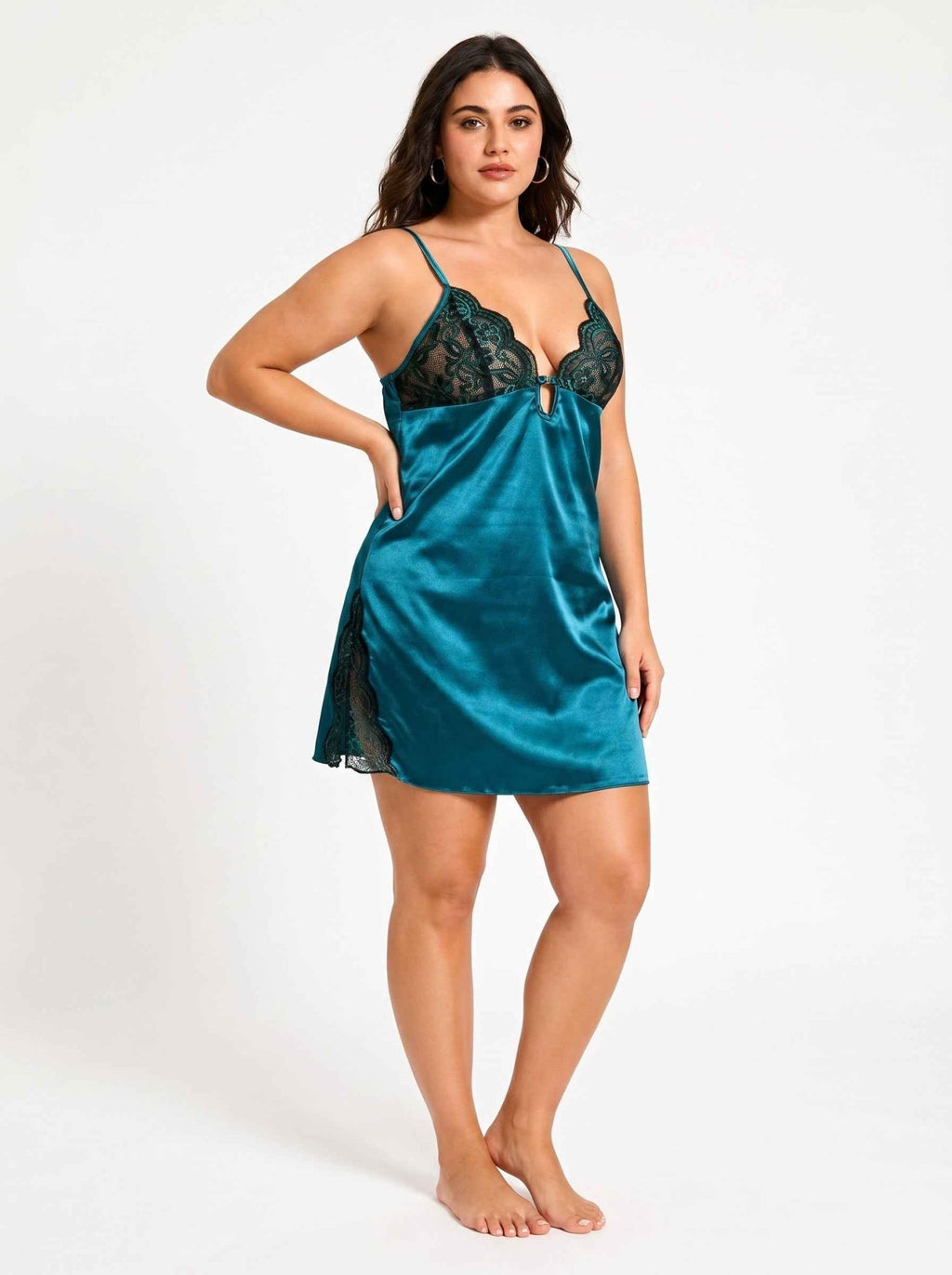 Elegant Satin Lace Trim Pajama Top & Shorts Set - WEUXS