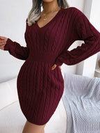 Blue cable knit sweater dress - View 53 | WEUXS