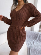 Blue cable knit sweater dress - View 12 | WEUXS