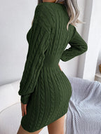 Blue cable knit sweater dress - View 16 | WEUXS