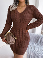 Blue cable knit sweater dress - View 9 | WEUXS