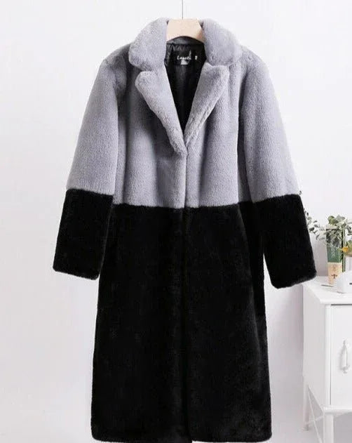 Colorblock Faux Fur Coat - View 14 | WEUXS