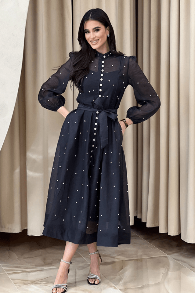 Emelia Crystal Embellished Sheer Maxi Dress - WEUXS