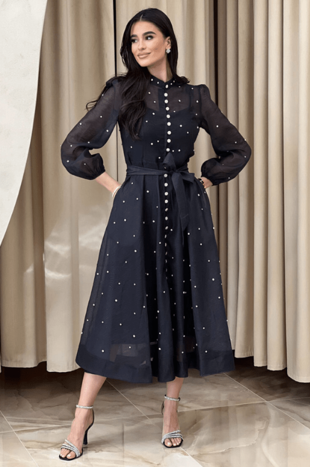 Emelia Crystal Embellished Sheer Maxi Dress - WEUXS