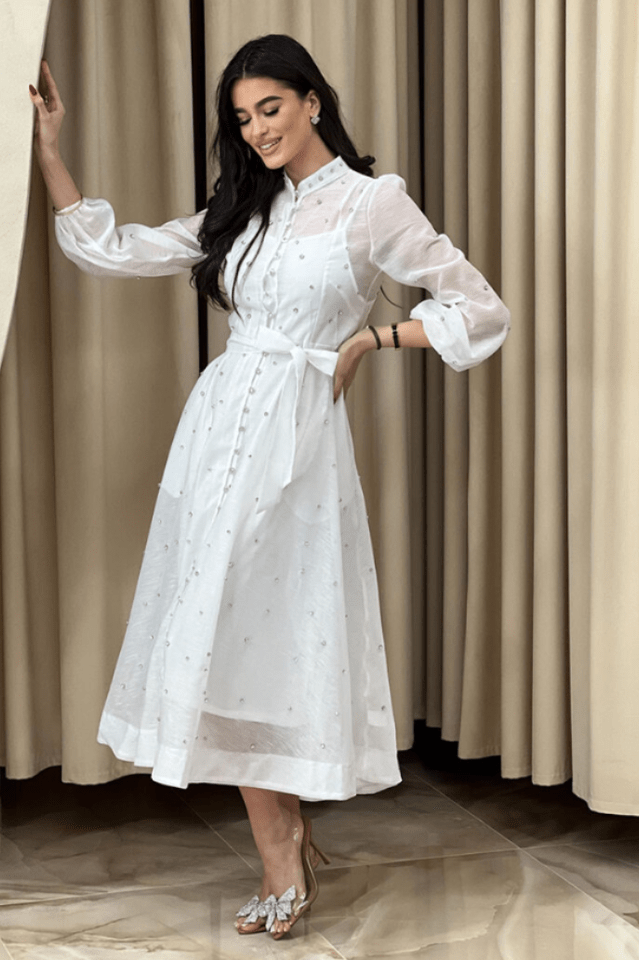 Emelia Crystal Embellished Sheer Maxi Dress - WEUXS