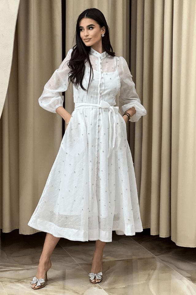 Emelia Crystal Embellished Sheer Maxi Dress - WEUXS