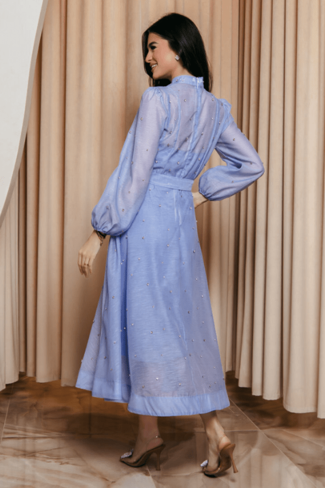 Emelia Crystal Embellished Sheer Maxi Dress - WEUXS