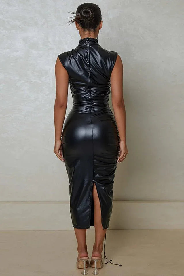 Erica High Collar Midi Dress - View 6 | WEUXS