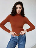 Essential Soft Ribbed Mock Neck Sweater - WEUXS
