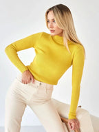Essential Soft Ribbed Mock Neck Sweater - WEUXS