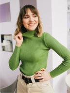 Essential Soft Ribbed Mock Neck Sweater - WEUXS