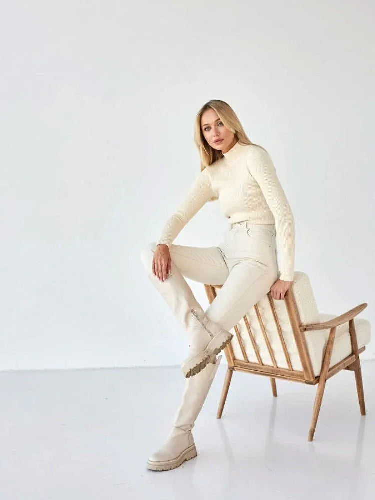 Essential Soft Ribbed Mock Neck Sweater - WEUXS