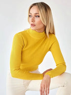 Essential Soft Ribbed Mock Neck Sweater - WEUXS