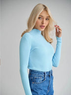 Essential Soft Ribbed Mock Neck Sweater - WEUXS