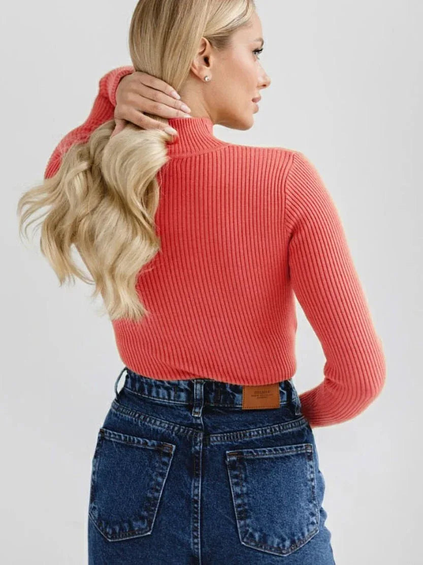 Essential Soft Ribbed Mock Neck Sweater - WEUXS