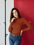 Essential Soft Ribbed Mock Neck Sweater - WEUXS