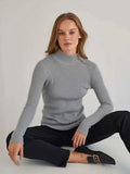 Essential Soft Ribbed Mock Neck Sweater - WEUXS
