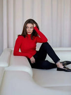 Essential Soft Ribbed Mock Neck Sweater - WEUXS