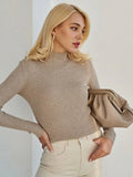 Essential Soft Ribbed Mock Neck Sweater - WEUXS