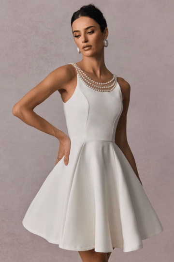 Esther Pearl Embelished Open Back Mini Dress - WEUXS