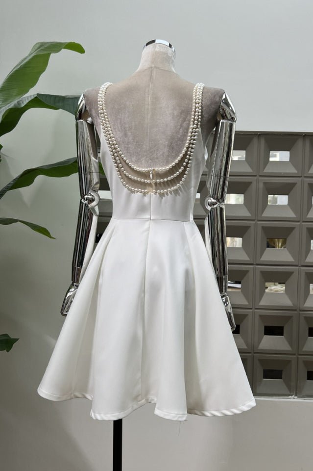 Esther Pearl Embelished Open Back Mini Dress - WEUXS