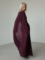 Woman wearing a white knit maxi dress and long cardigan set - View 7 | WEUXS