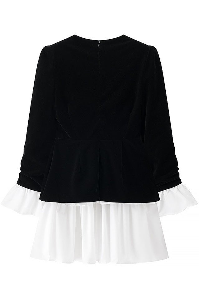 Eveline Velvet Tiered Mini Dress - WEUXS