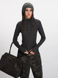 Sporty Striped Mock Neck Raglan Top - WEUXS