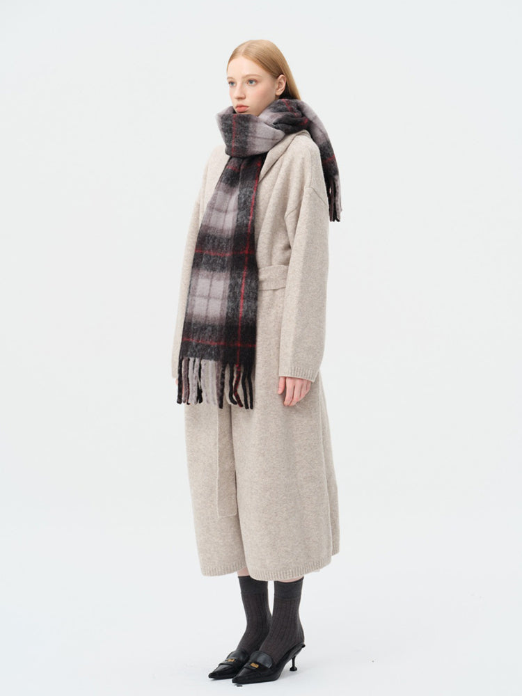 Soft New Zealand Wool Blend Plaid Scarf - View 8 | WEUXS