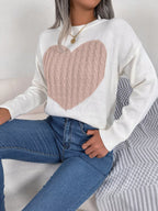 Cable knit sweater with heart design - View 8 | WEUXS