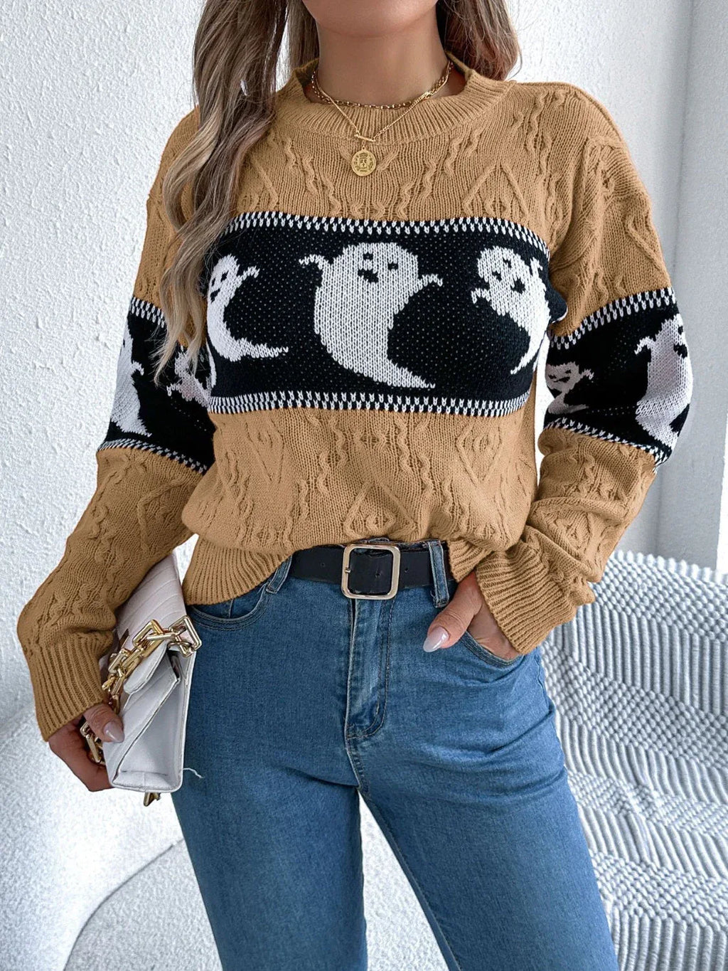 Ghost Cable Knit Sweater - View 17 | WEUXS