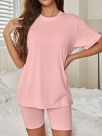 Oversized tee and biker shorts lounge set - View 10 | WEUXS