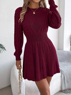woman wearing a cable knit A-line sweater dress - View 9 | WEUXS