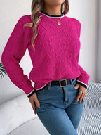 Khaki Textured Knit Crew Neck Sweater - View 14 | WEUXS