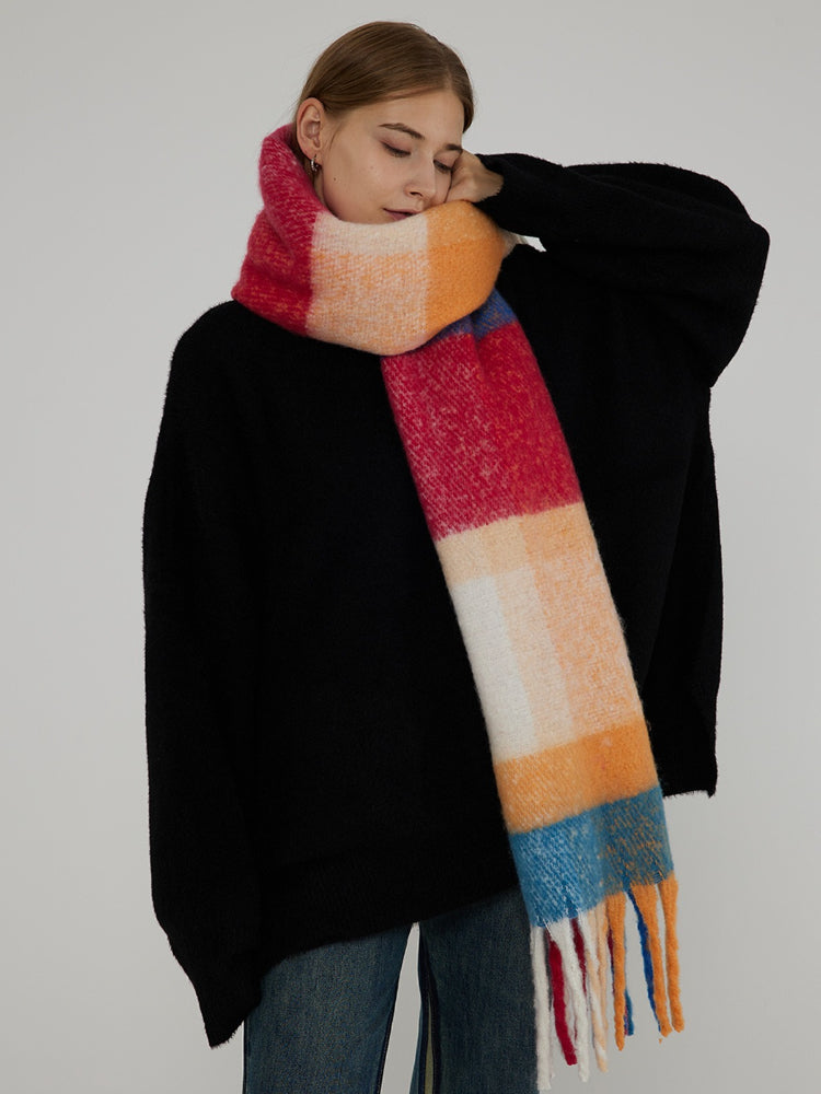Sunset Block Plaid Scarf