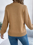 Pointelle Knit Mock Neck Sweater - View 10 | WEUXS