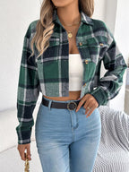 Rust Plaid Cropped Shacket - WEUXS