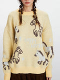 Vintage Yellow Happy Horse Knit Sweater - View 6 | WEUXS