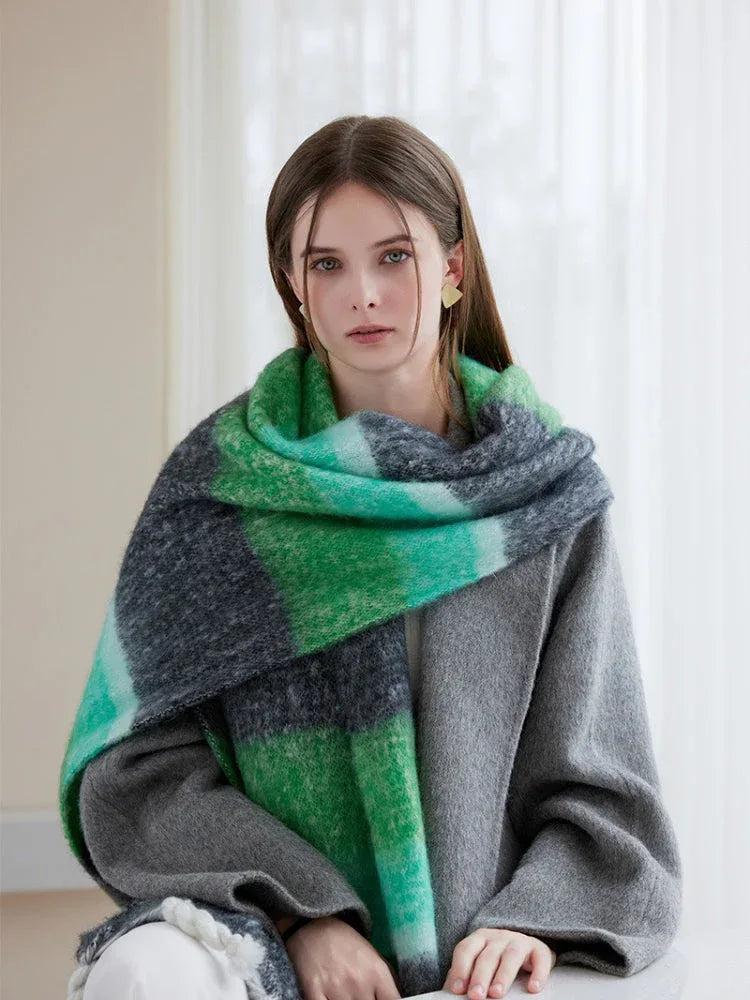 Oversized Monochrome Striped Tassel Shawl - View 7 | WEUXS